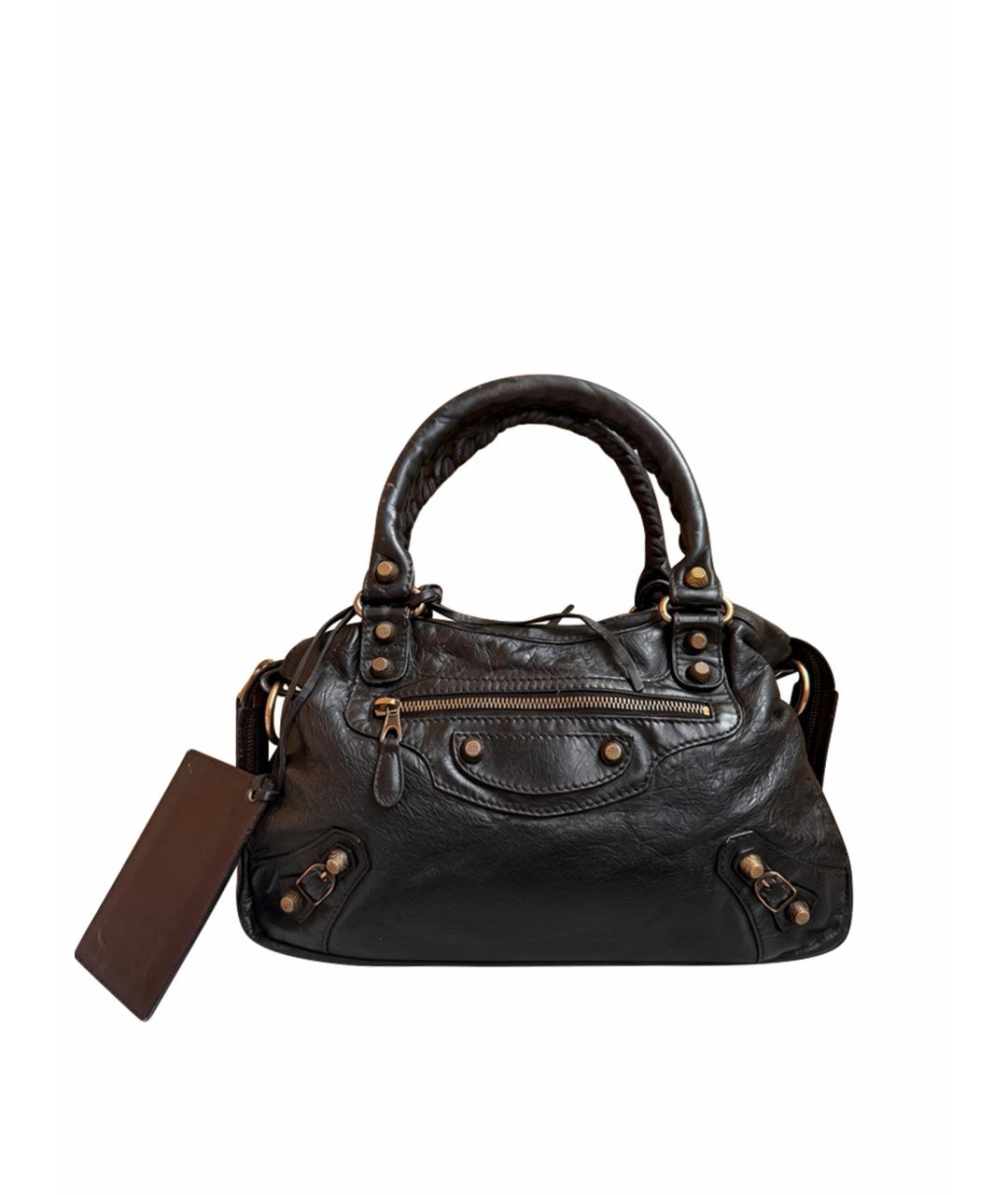 BALENCIAGA Черная кожаная сумка с короткими ручками, фото 1