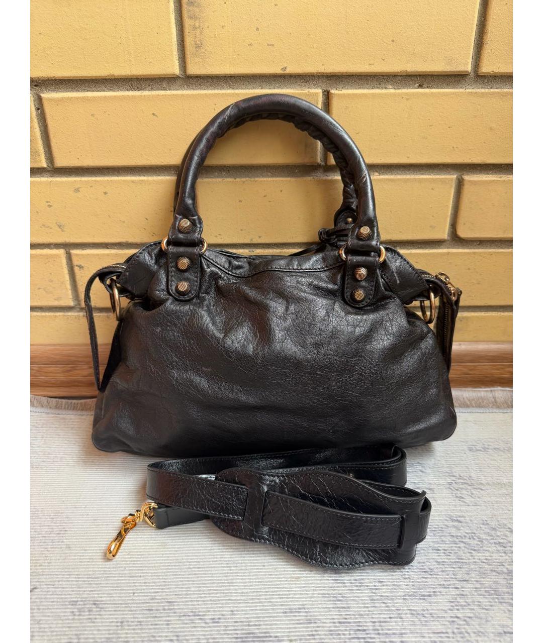 BALENCIAGA Черная кожаная сумка с короткими ручками, фото 2