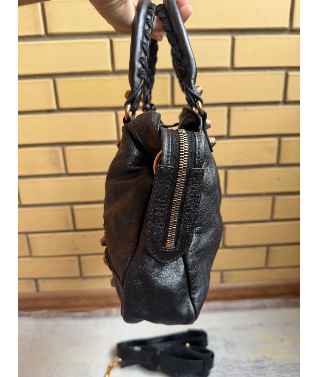 BALENCIAGA Черная кожаная сумка с короткими ручками, фото 4