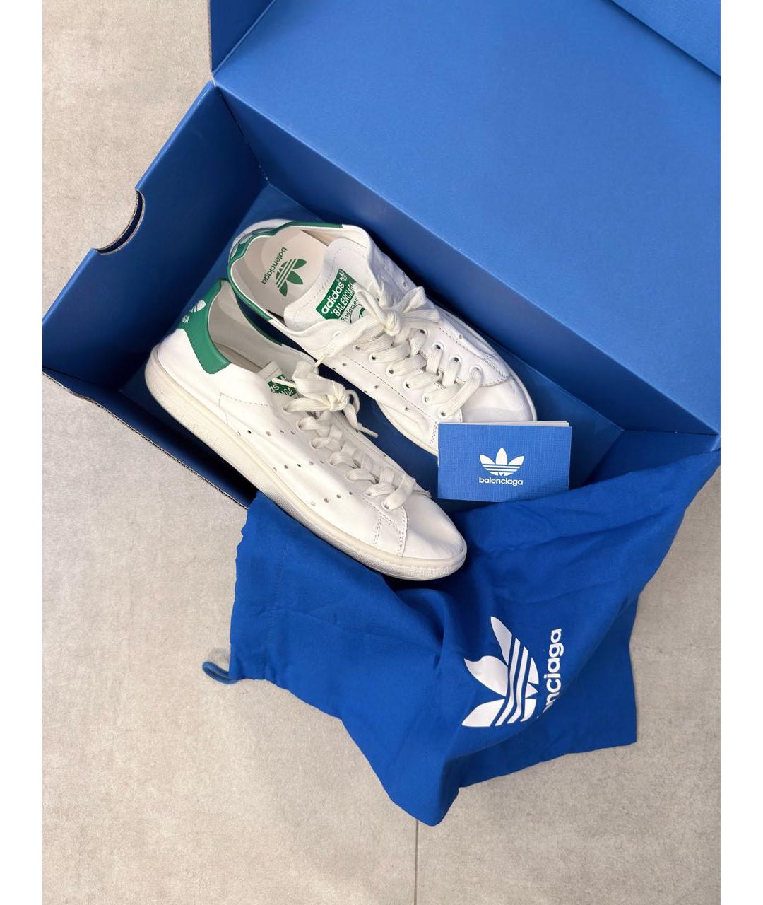 BALENCIAGA Белые кожаные кеды, фото 2