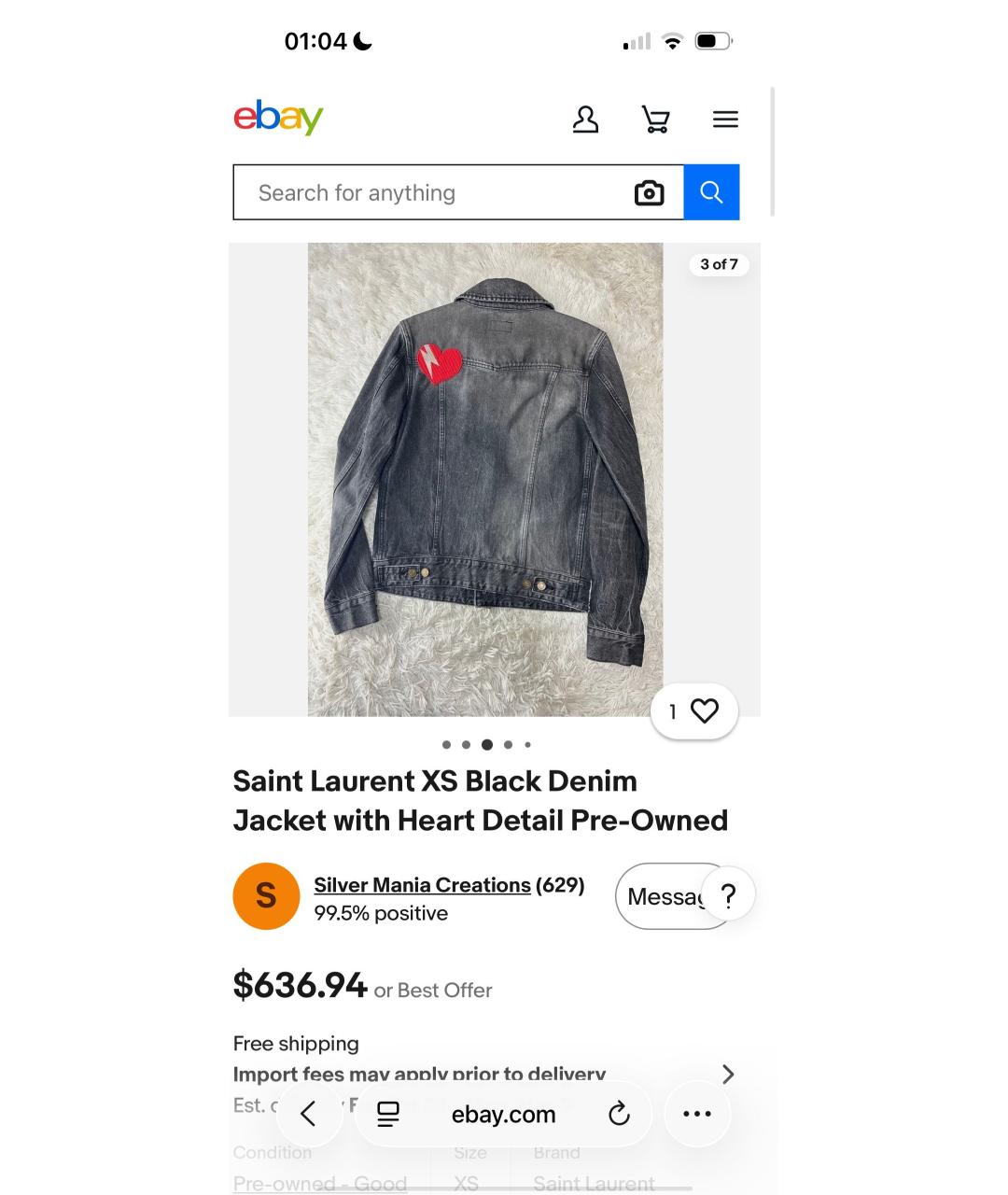 SAINT LAURENT Серая деним куртка, фото 8