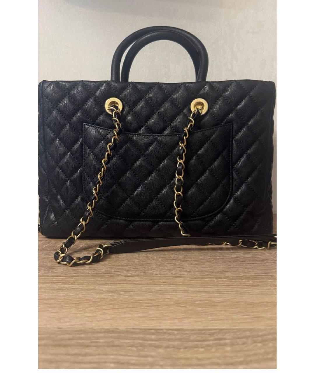 CHANEL Черная кожаная сумка тоут, фото 2