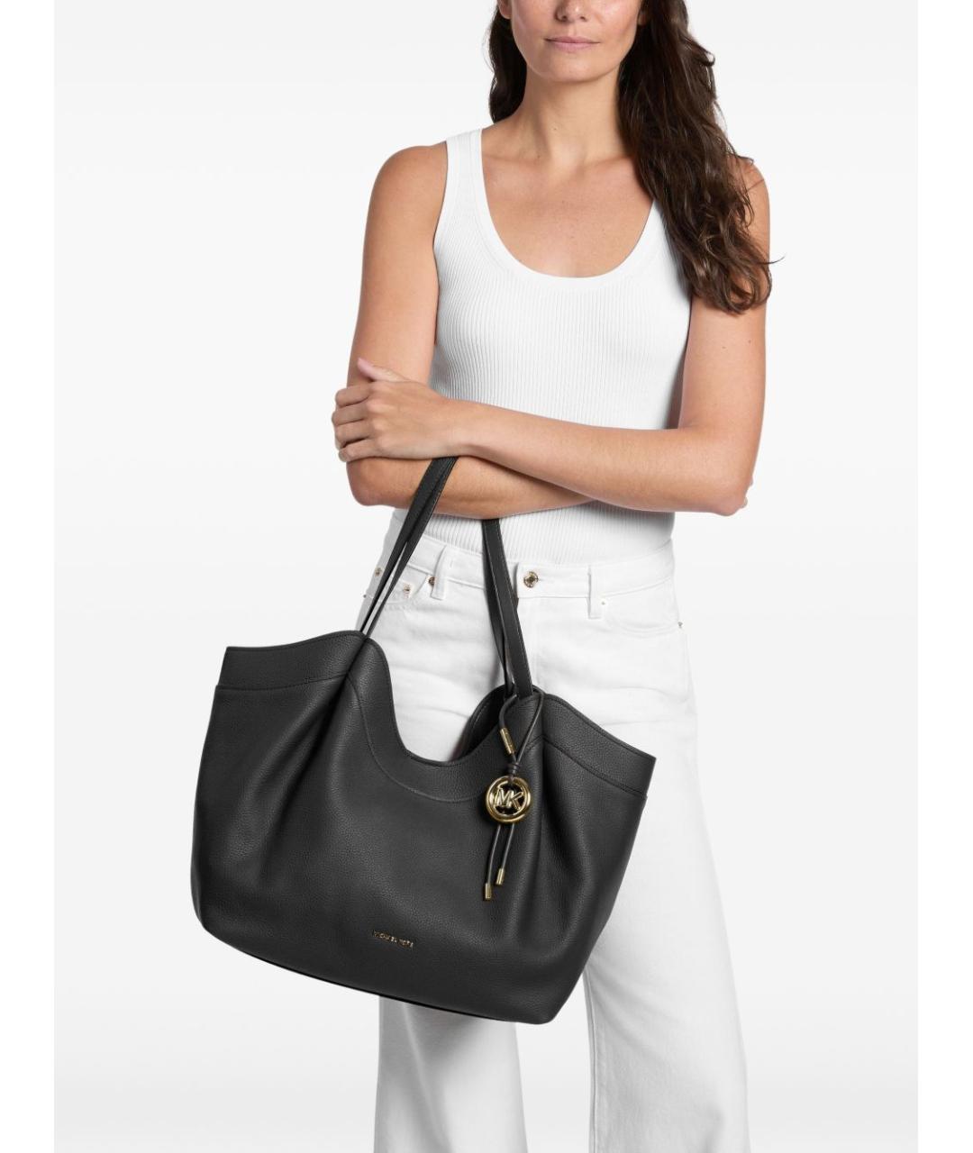 MICHAEL KORS Черная кожаная сумка тоут, фото 4