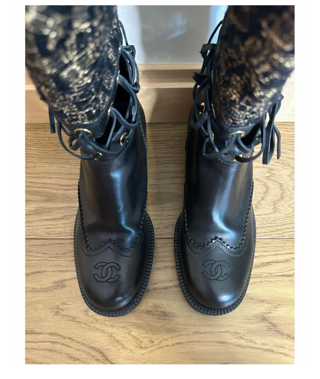 CHANEL Черные кожаные сапоги, фото 3
