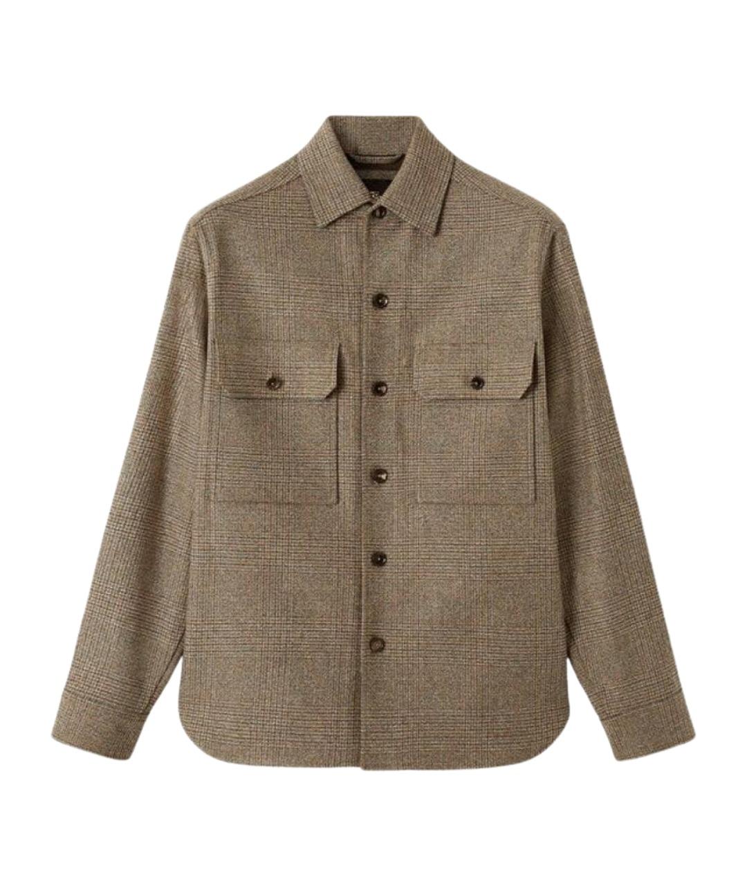 LORO PIANA Бежевая шерстяная кэжуал рубашка, фото 1