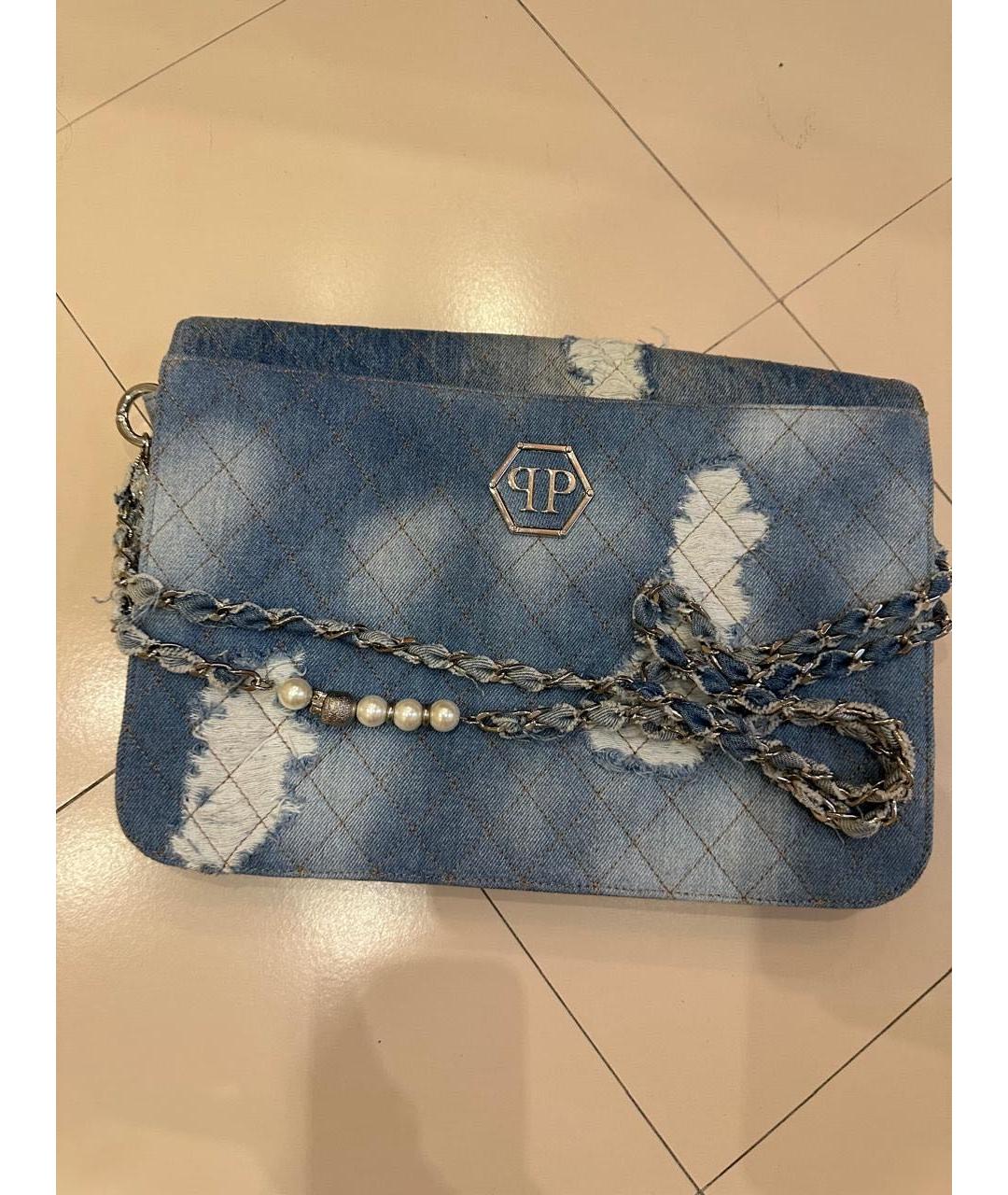 PHILIPP PLEIN Голубая деним сумка тоут, фото 3