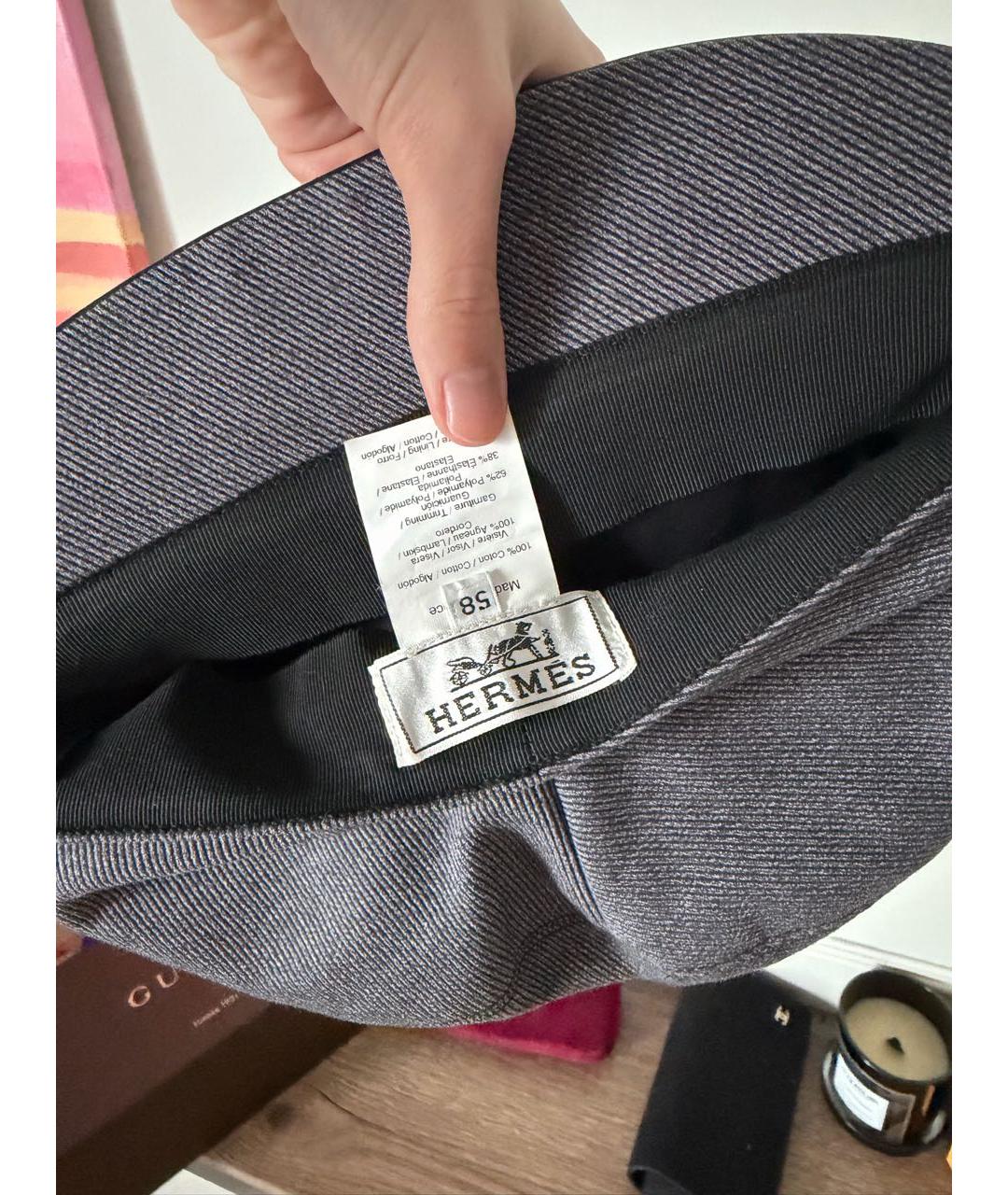 HERMES Серая хлопковая шляпа, фото 2