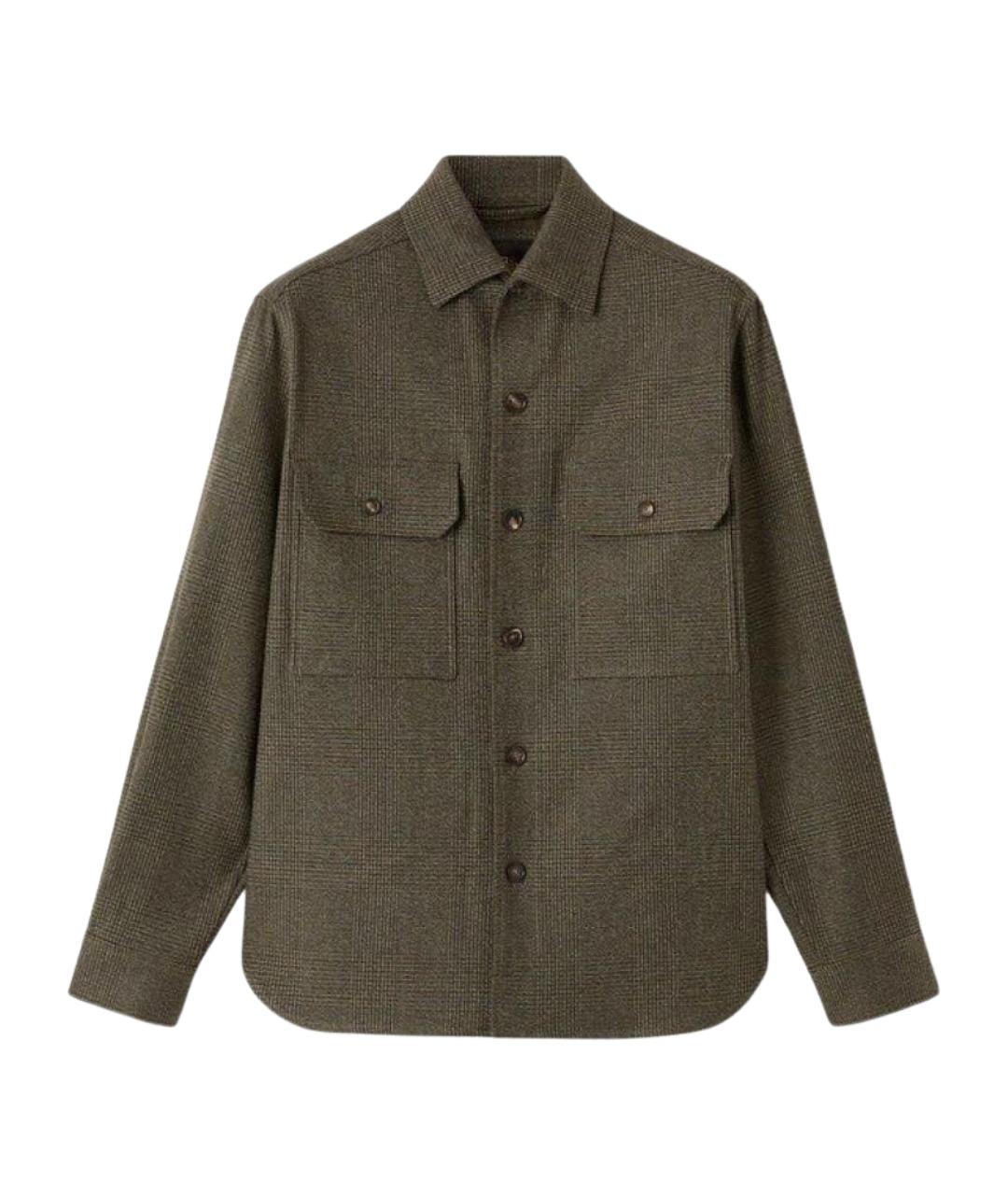 LORO PIANA Хаки шерстяная кэжуал рубашка, фото 1