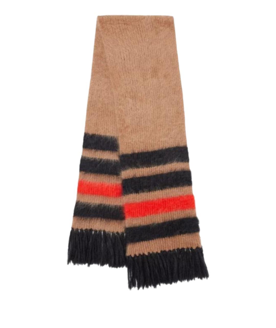 BURBERRY Коричневый шелковый шарф, фото 1