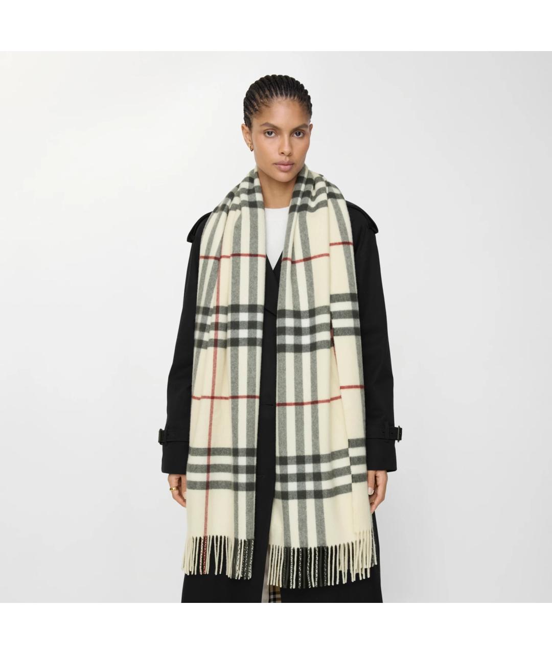 BURBERRY Бежевый кашемировый шарф, фото 5