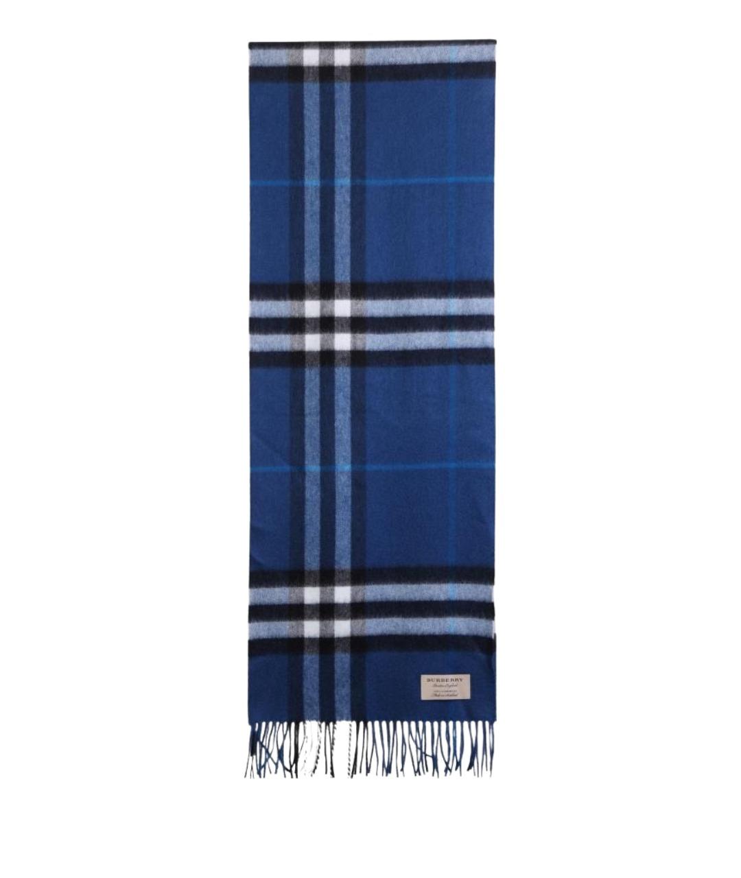 BURBERRY Синий кашемировый шарф, фото 1