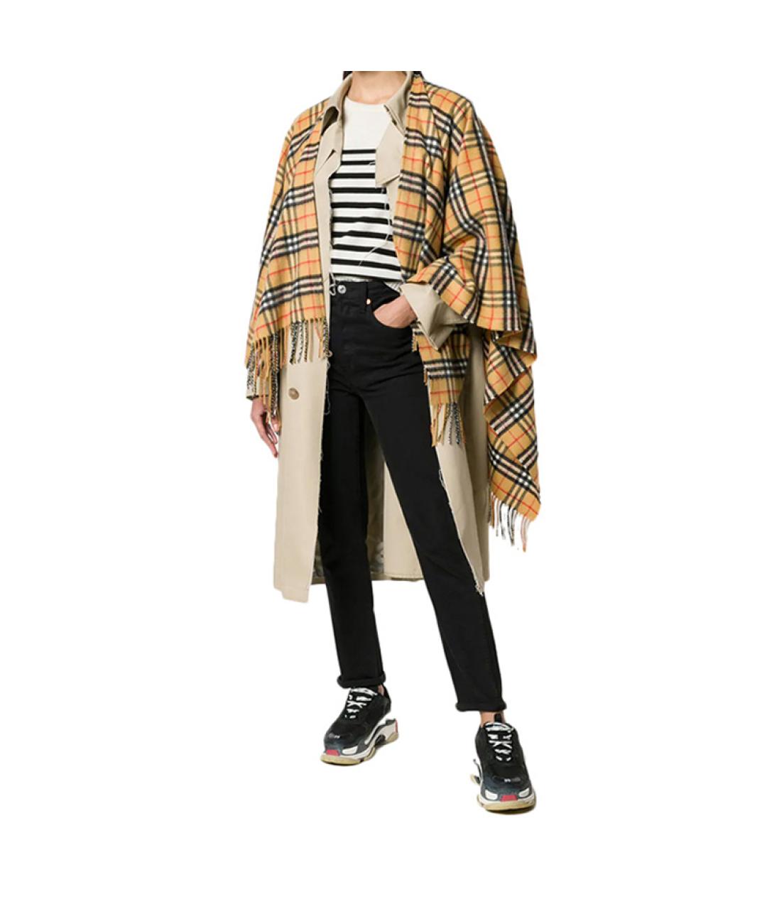 BURBERRY Бежевый шерстяной платок, фото 4