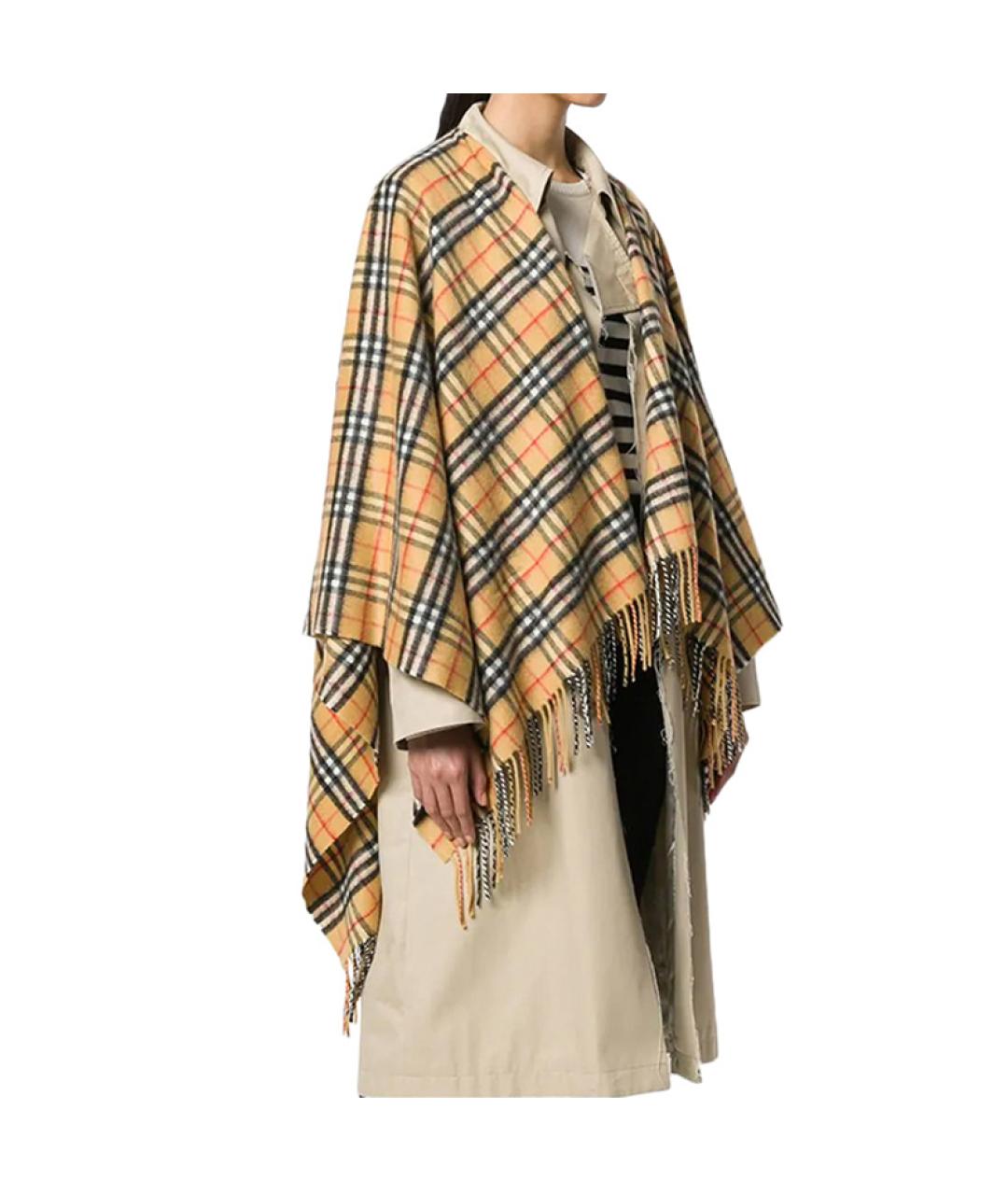 BURBERRY Бежевый шерстяной платок, фото 3