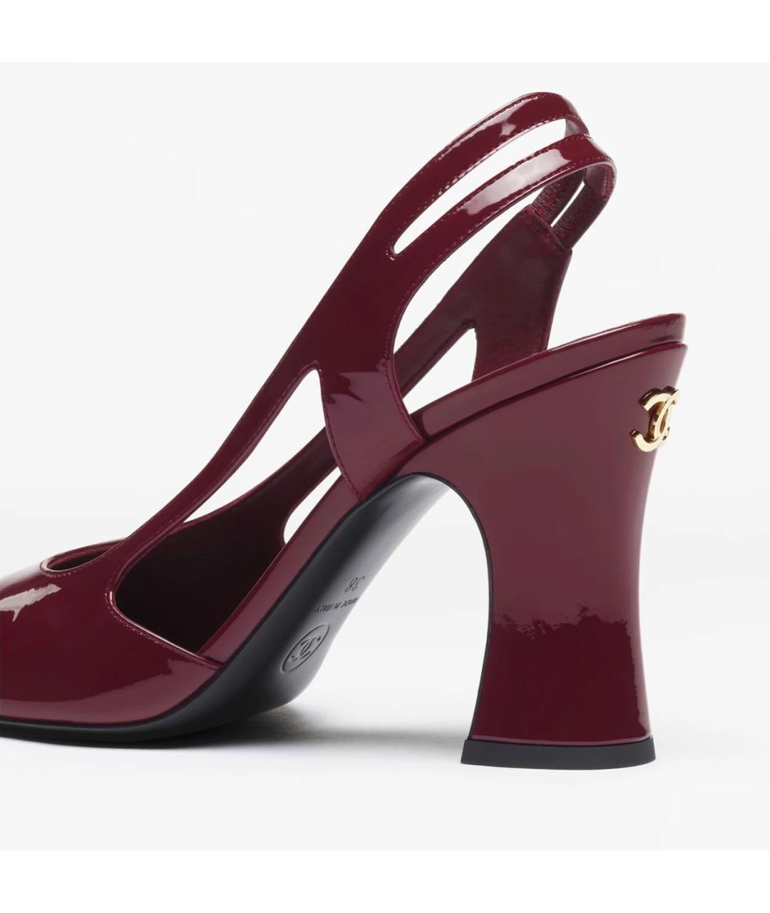 CHANEL Бордовые туфли из лакированной кожи, фото 3