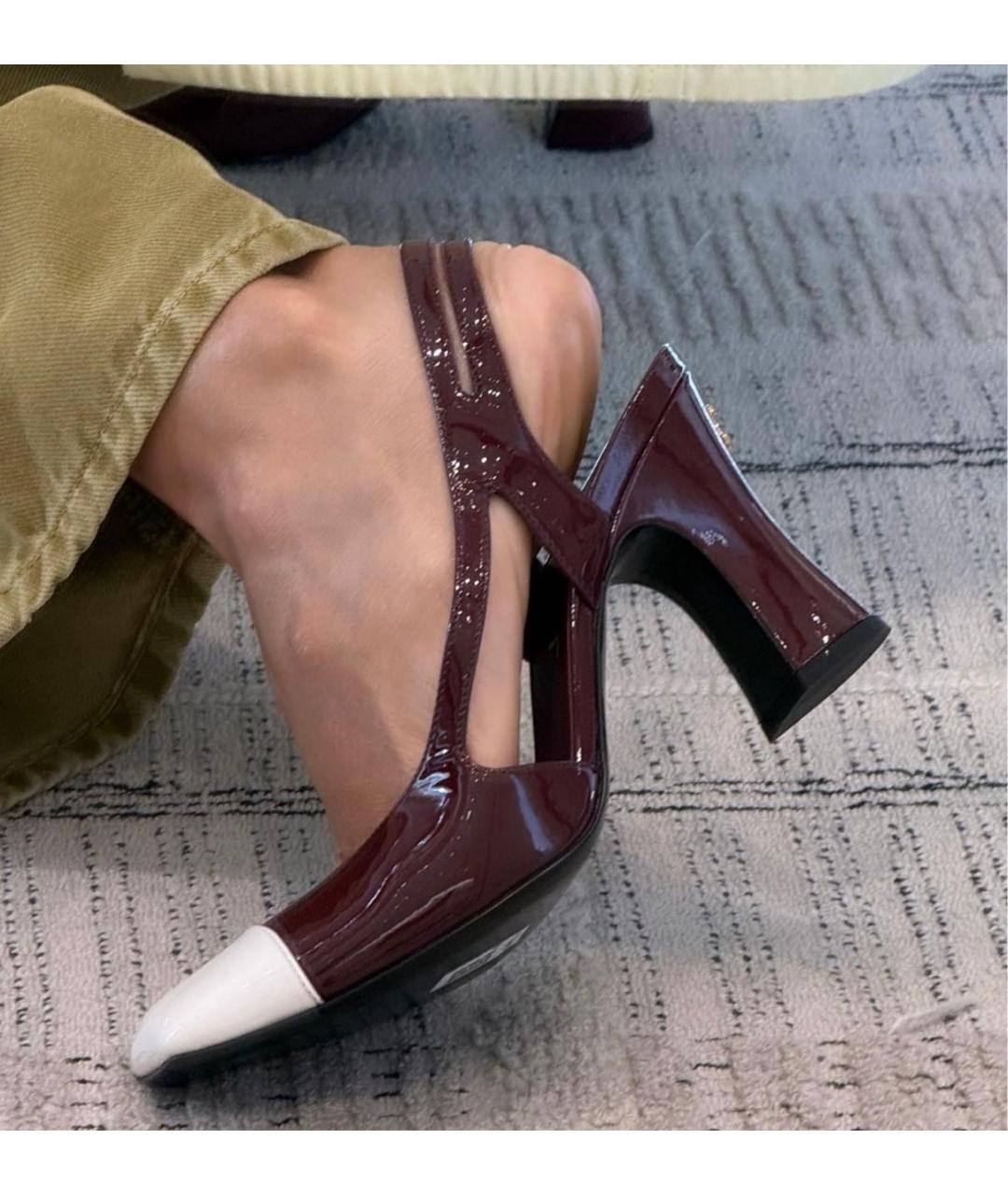 CHANEL Бордовые туфли из лакированной кожи, фото 6