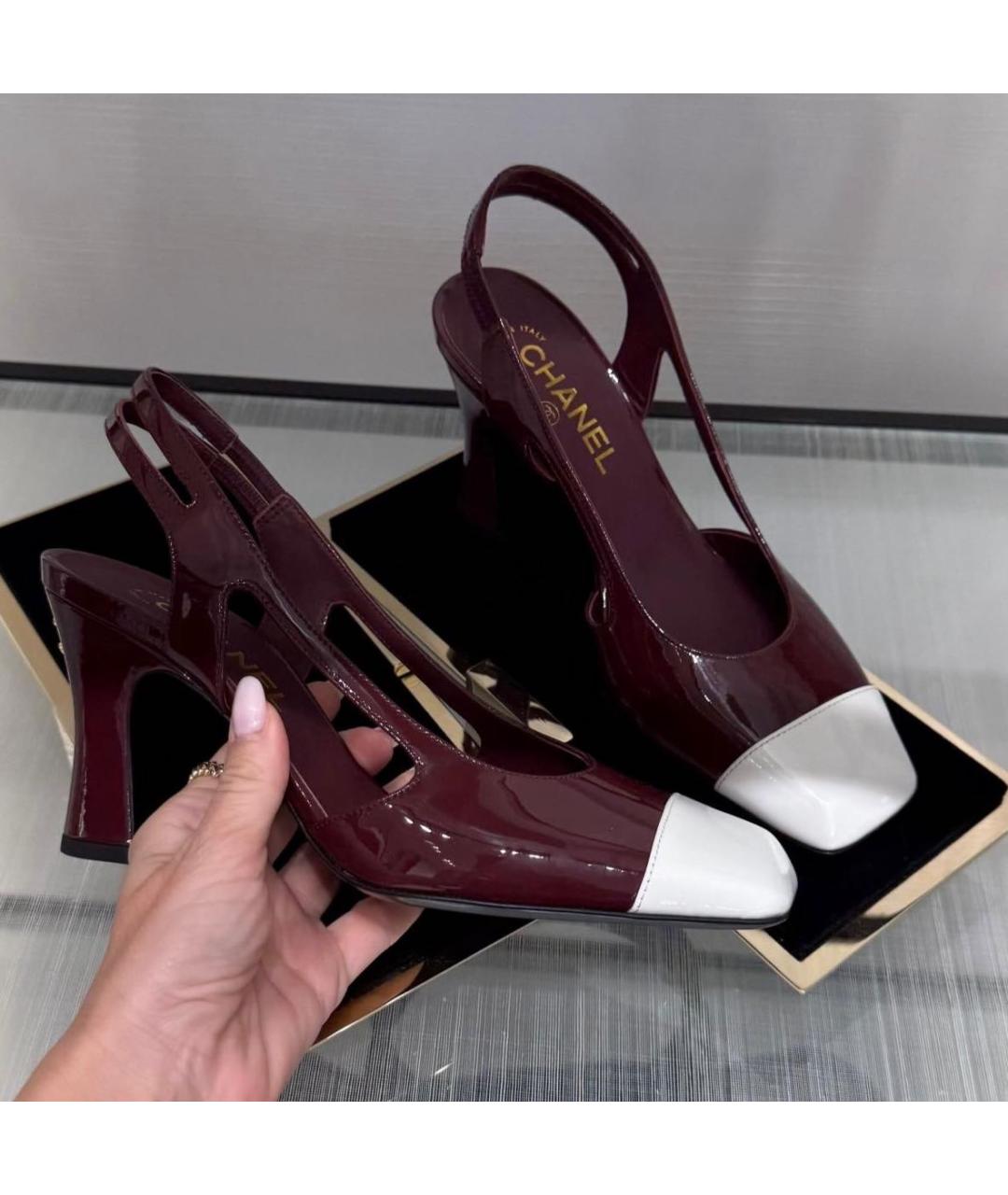 CHANEL Бордовые туфли из лакированной кожи, фото 7