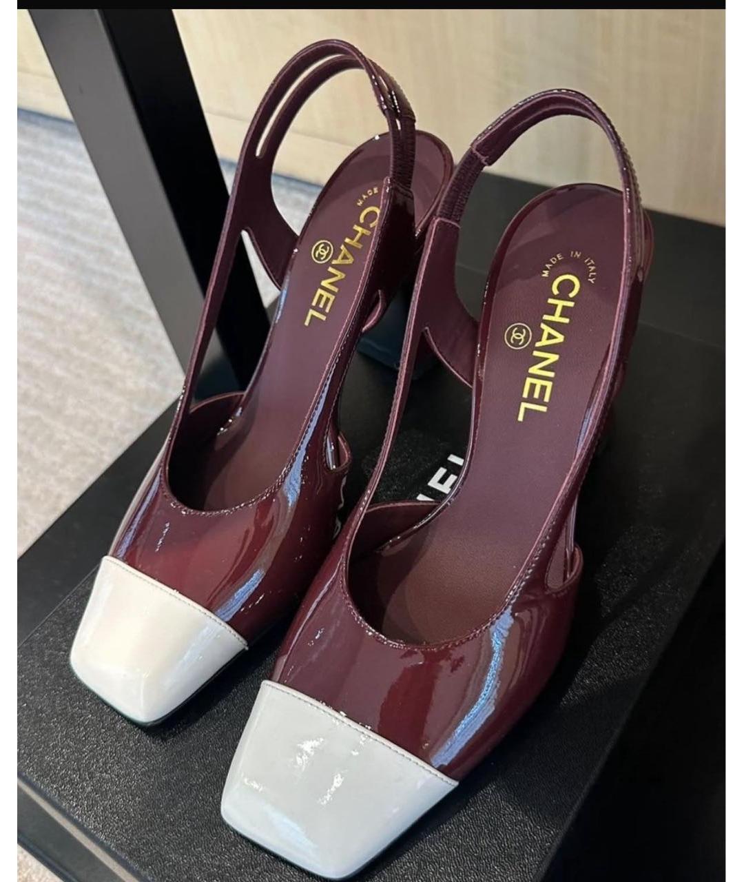 CHANEL Бордовые туфли из лакированной кожи, фото 5