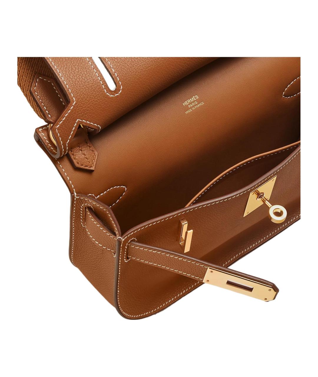 HERMES Коричневая кожаная сумка через плечо, фото 4