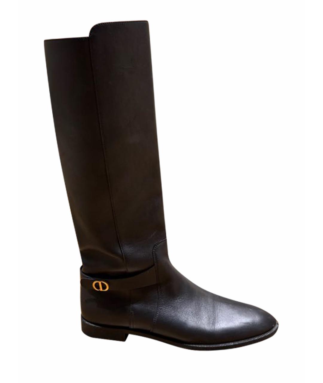 CHRISTIAN DIOR Черные кожаные сапоги, фото 1