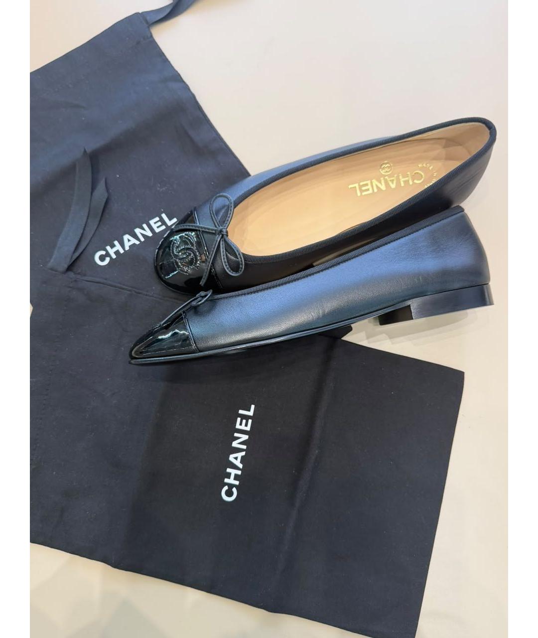 CHANEL Черные кожаные балетки, фото 4