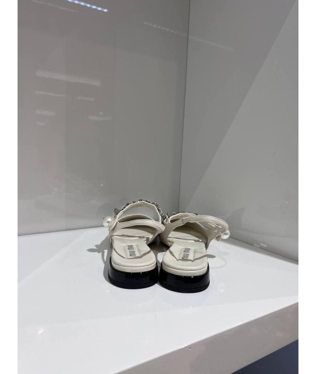 MIU MIU Белые кожаные туфли, фото 4