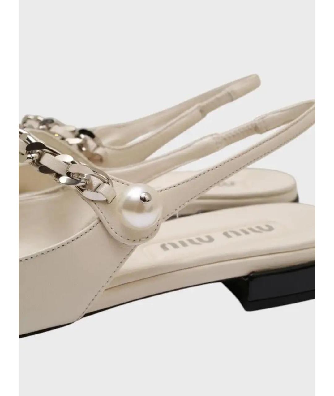 MIU MIU Белые кожаные туфли, фото 2