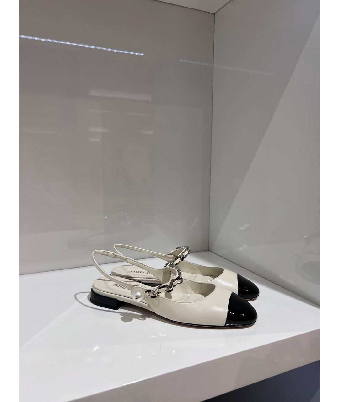 MIU MIU Белые кожаные туфли, фото 5