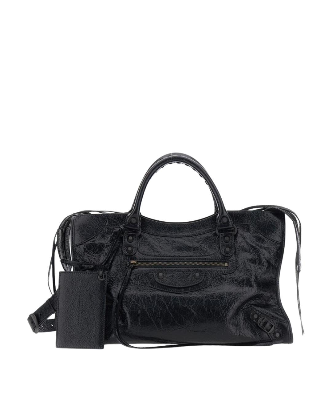BALENCIAGA Черная кожаная сумка тоут, фото 1