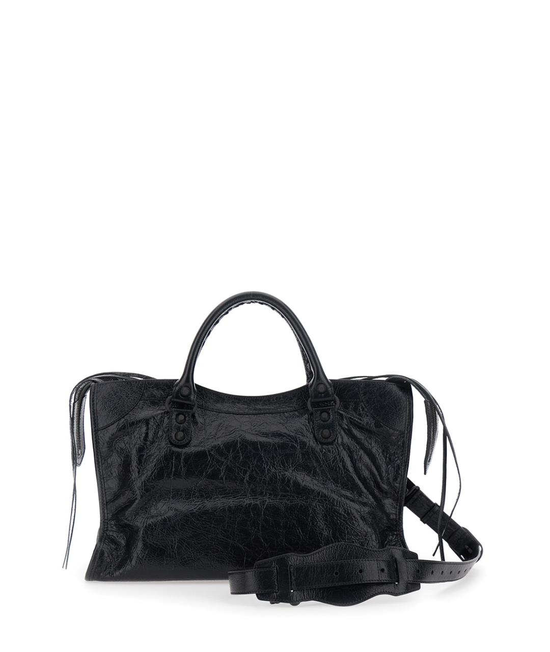 BALENCIAGA Черная кожаная сумка тоут, фото 2