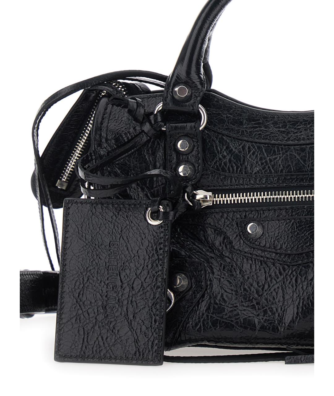 BALENCIAGA Черная кожаная сумка тоут, фото 3