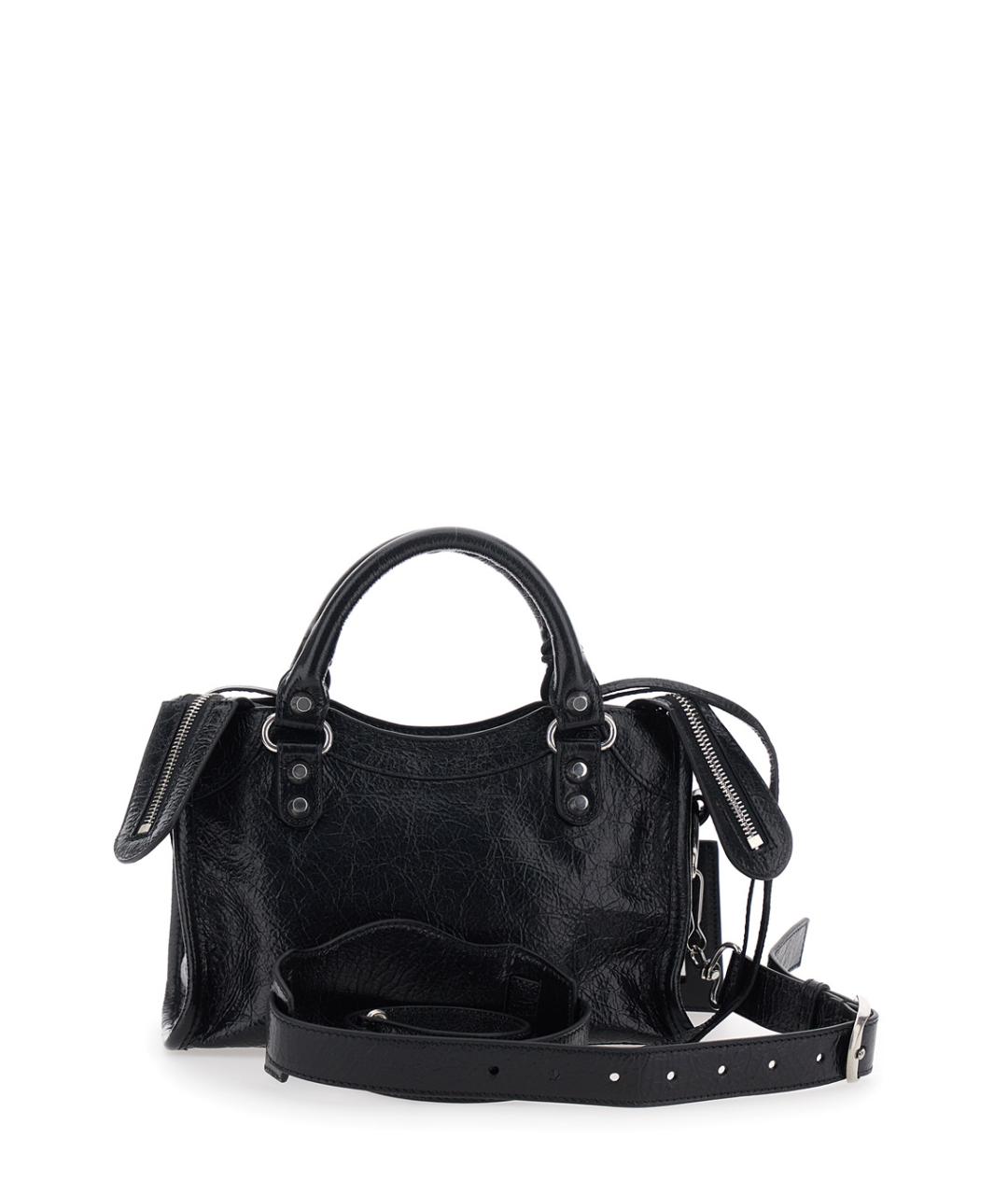 BALENCIAGA Черная кожаная сумка тоут, фото 2