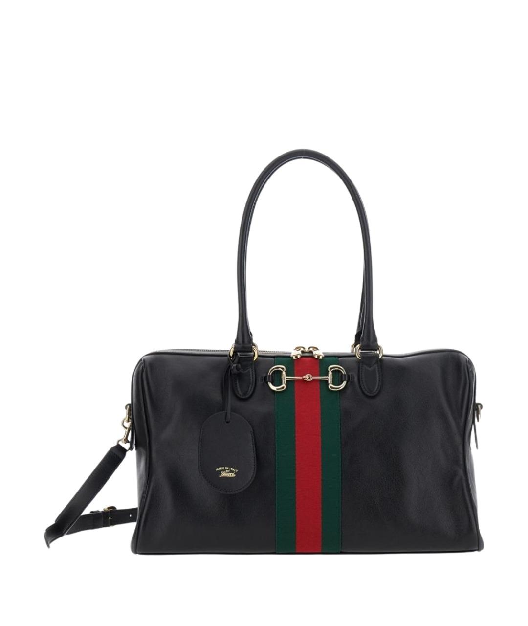 GUCCI Черная кожаная сумка тоут, фото 1