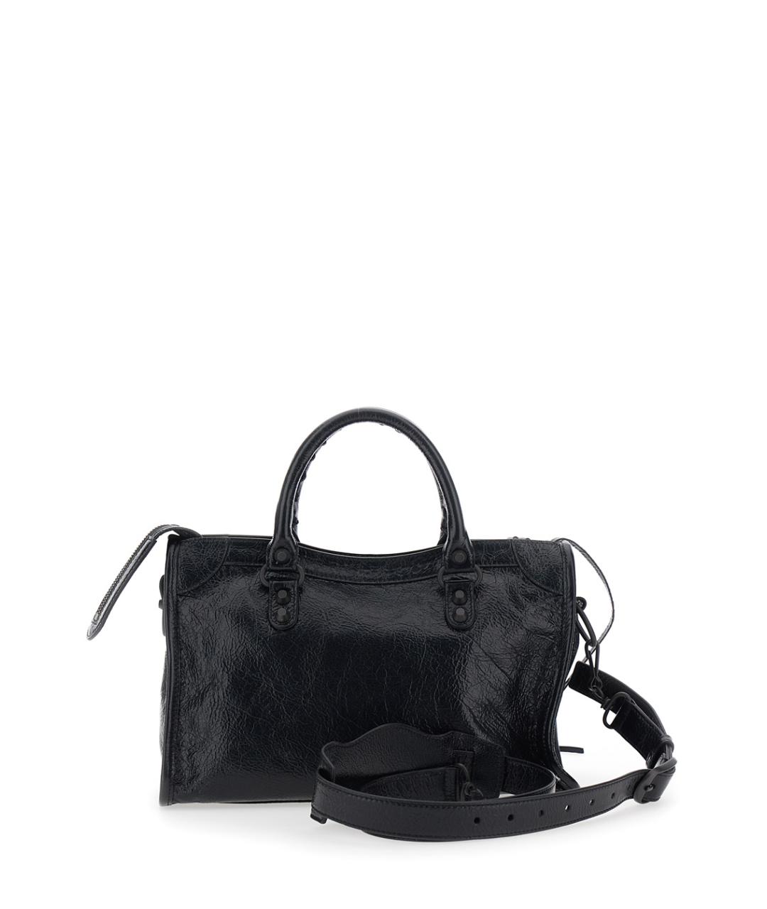 BALENCIAGA Черная кожаная сумка тоут, фото 2