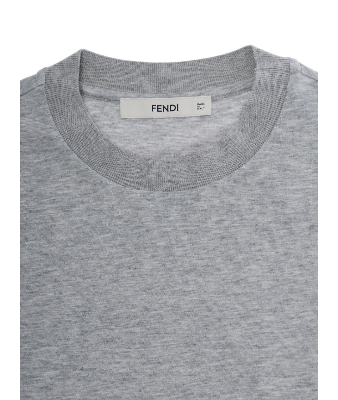 FENDI Серая хлопковая детская футболка, фото 3