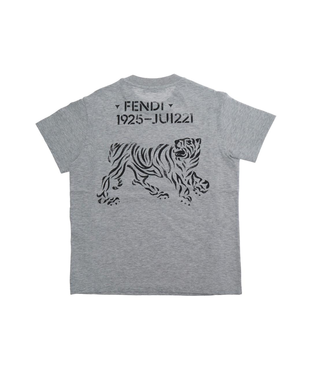 FENDI Серая хлопковая детская футболка, фото 2