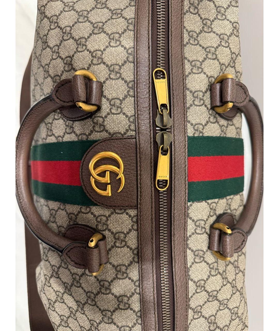 GUCCI Бежевая дорожная/спортивная сумка из канвы, фото 2