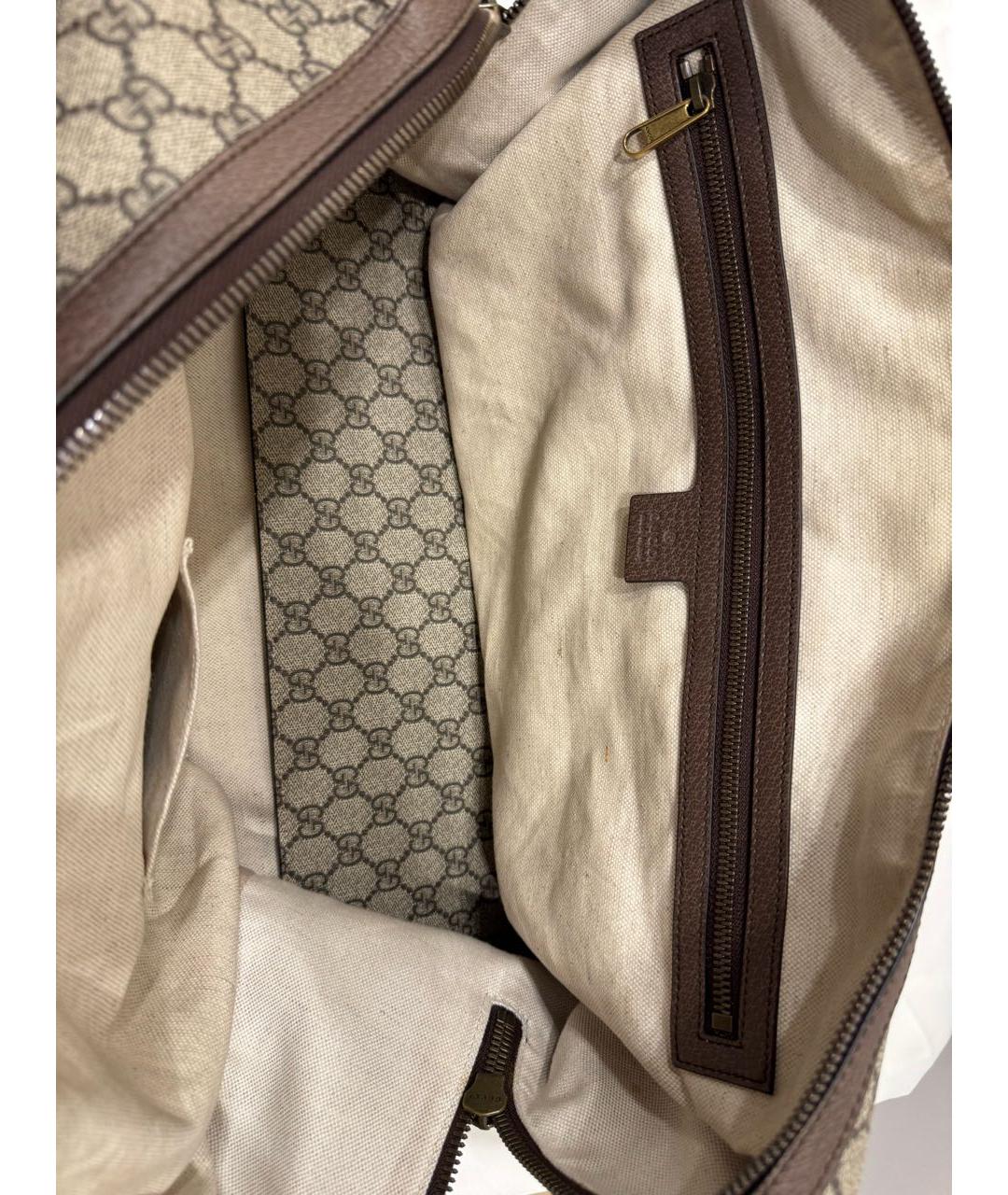 GUCCI Бежевая дорожная/спортивная сумка из канвы, фото 3