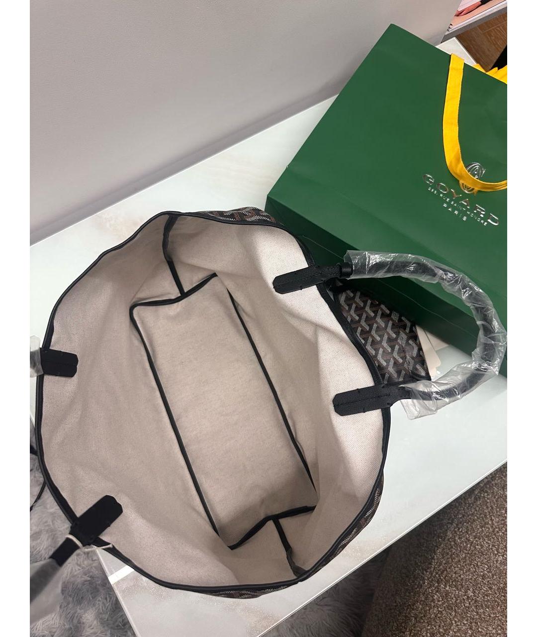 GOYARD Черная сумка тоут из канвы, фото 6
