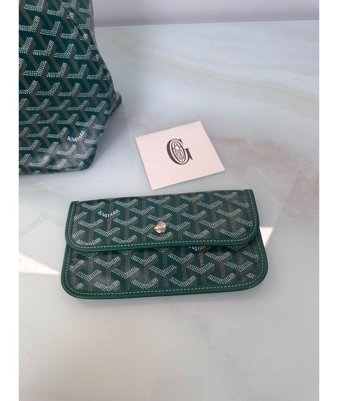GOYARD Зеленая сумка тоут из канвы, фото 6