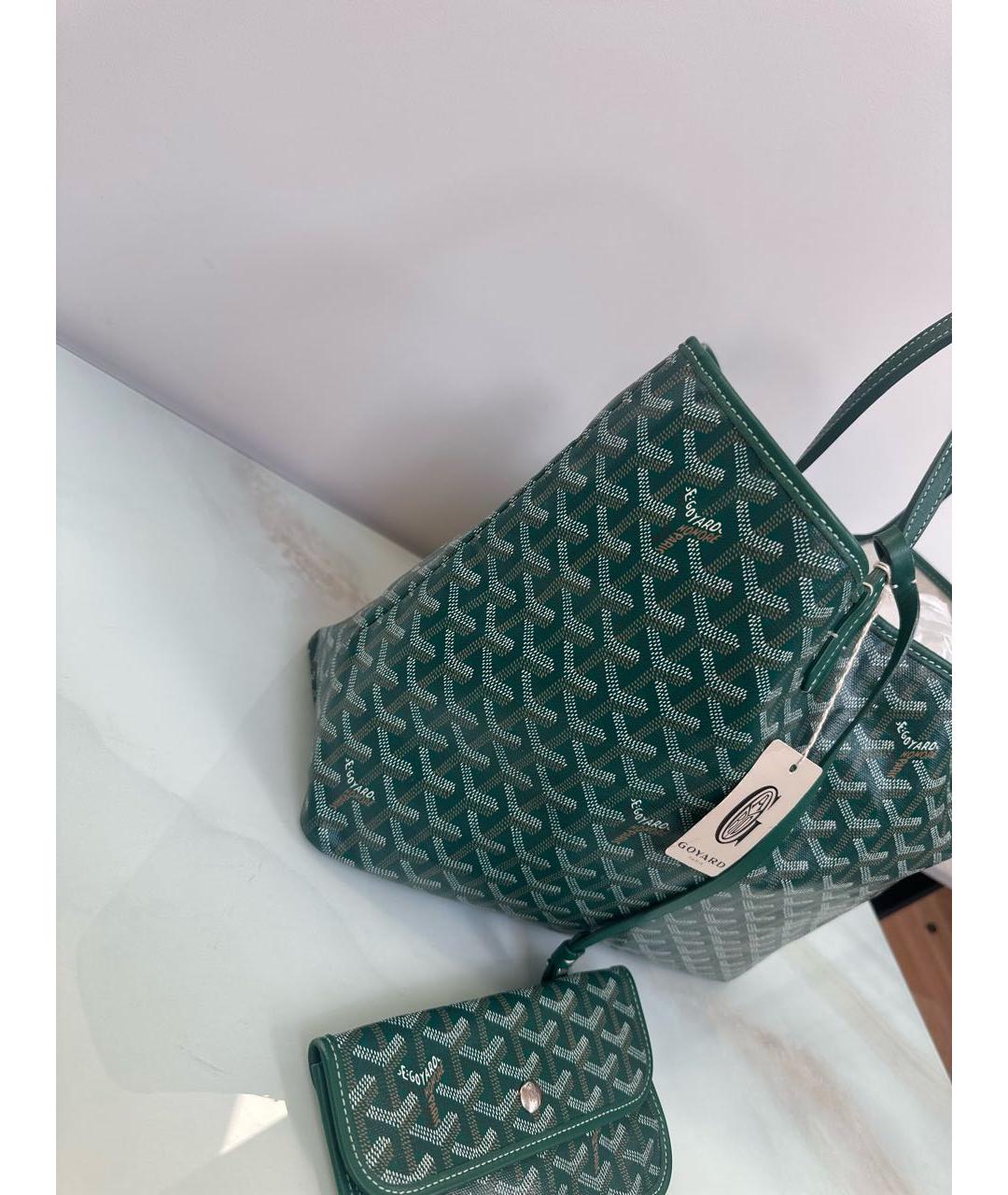 GOYARD Зеленая сумка тоут из канвы, фото 8