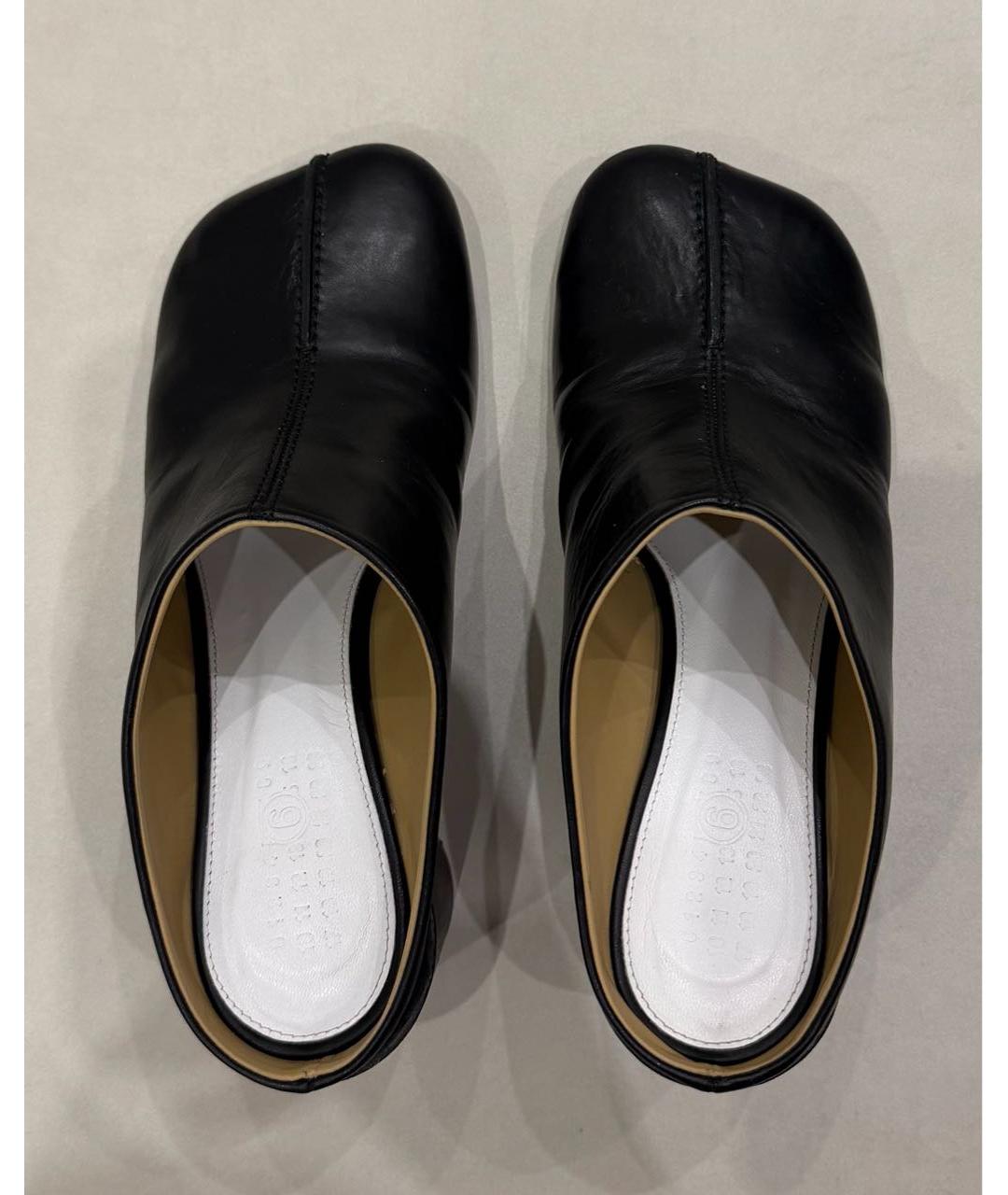 MM6 MAISON MARGIELA Черные кожаные сабо, фото 3