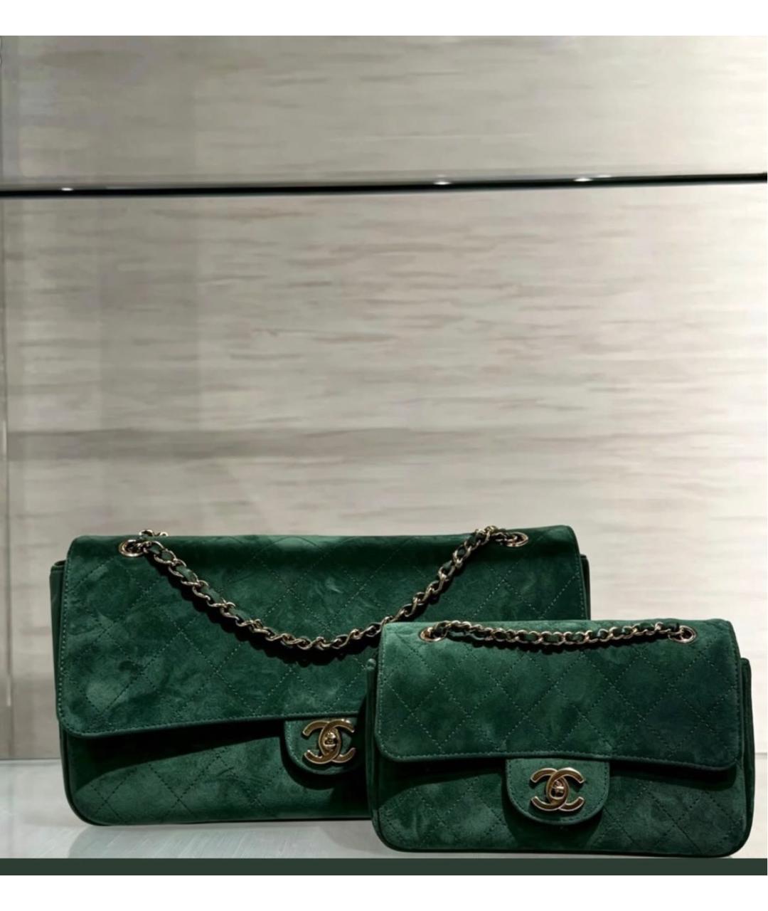 CHANEL Зеленая замшевая сумка через плечо, фото 5