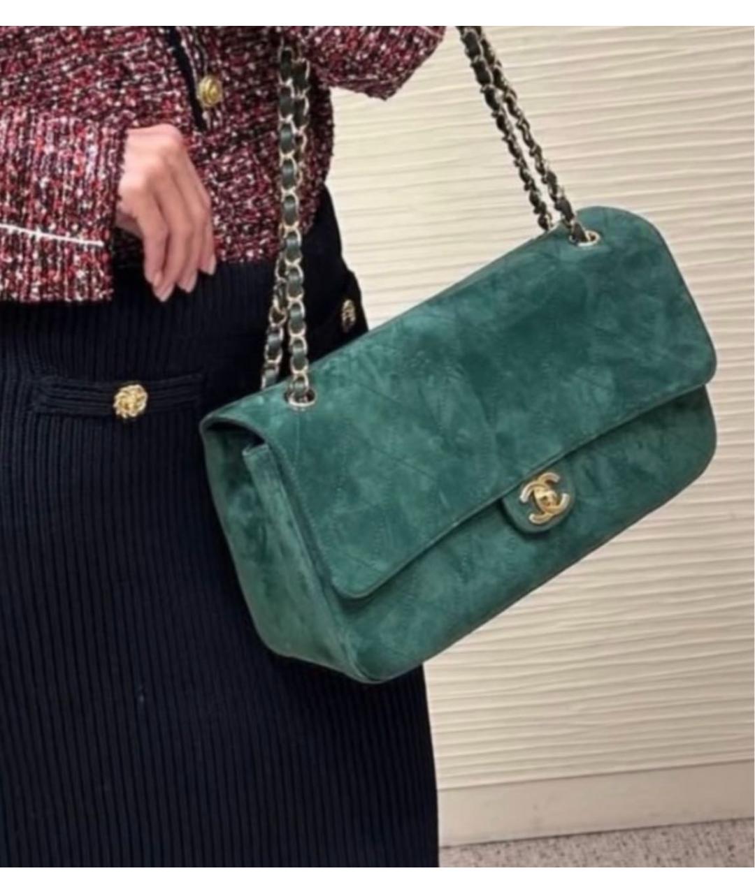 CHANEL Зеленая замшевая сумка через плечо, фото 4