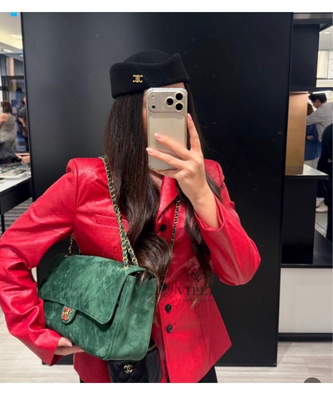 CHANEL Зеленая замшевая сумка через плечо, фото 3