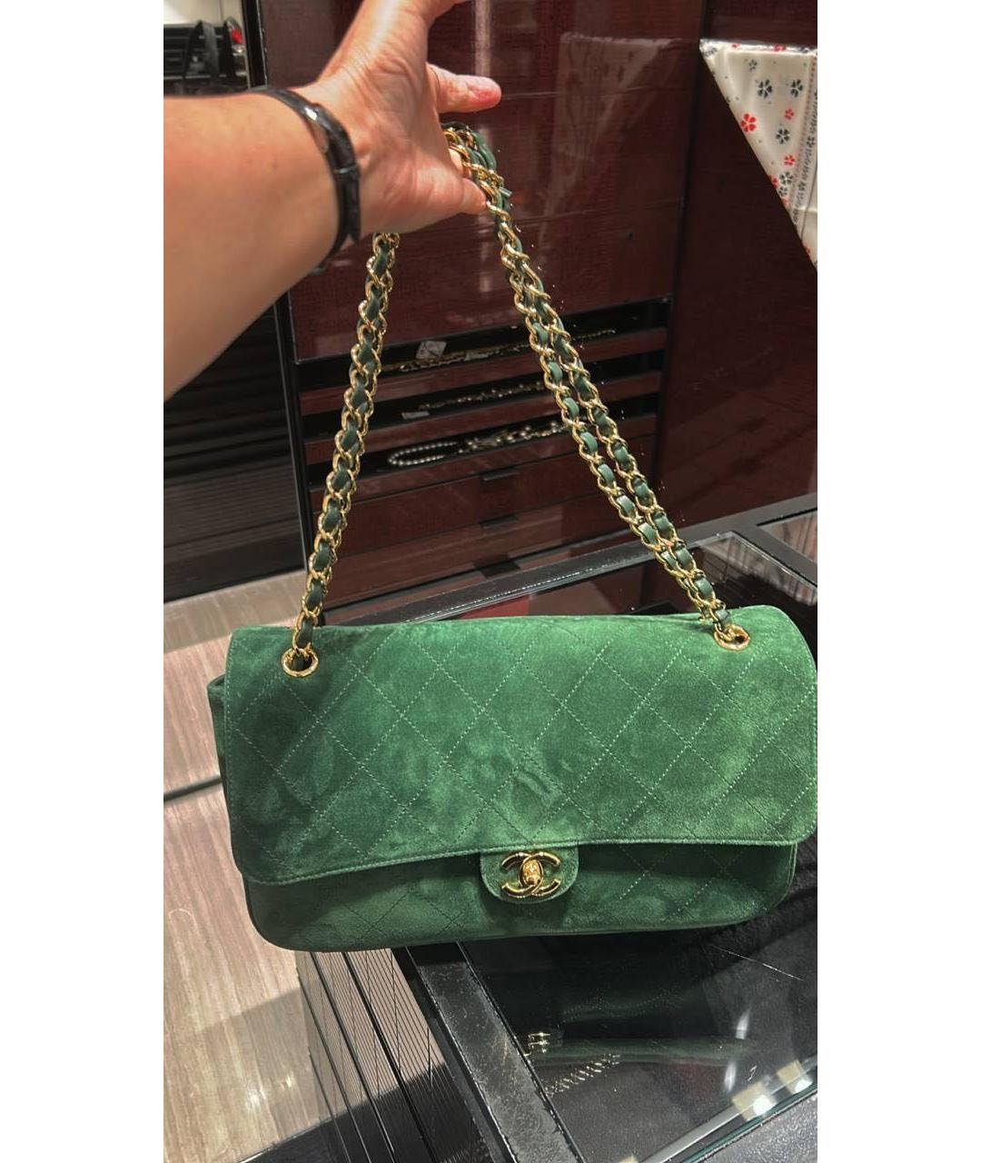 CHANEL Зеленая замшевая сумка через плечо, фото 2
