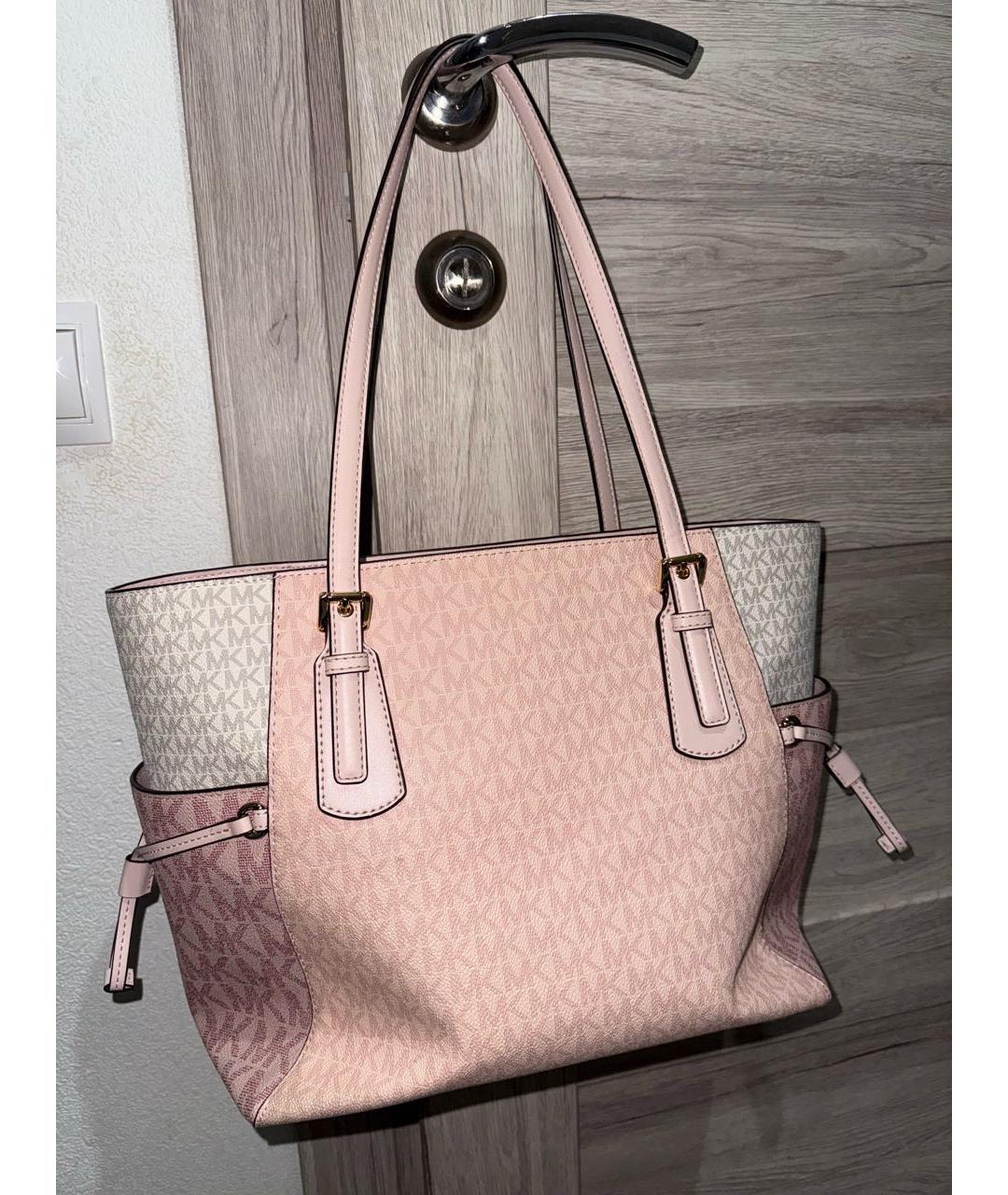 MICHAEL KORS Розовая сумка тоут из канвы, фото 3