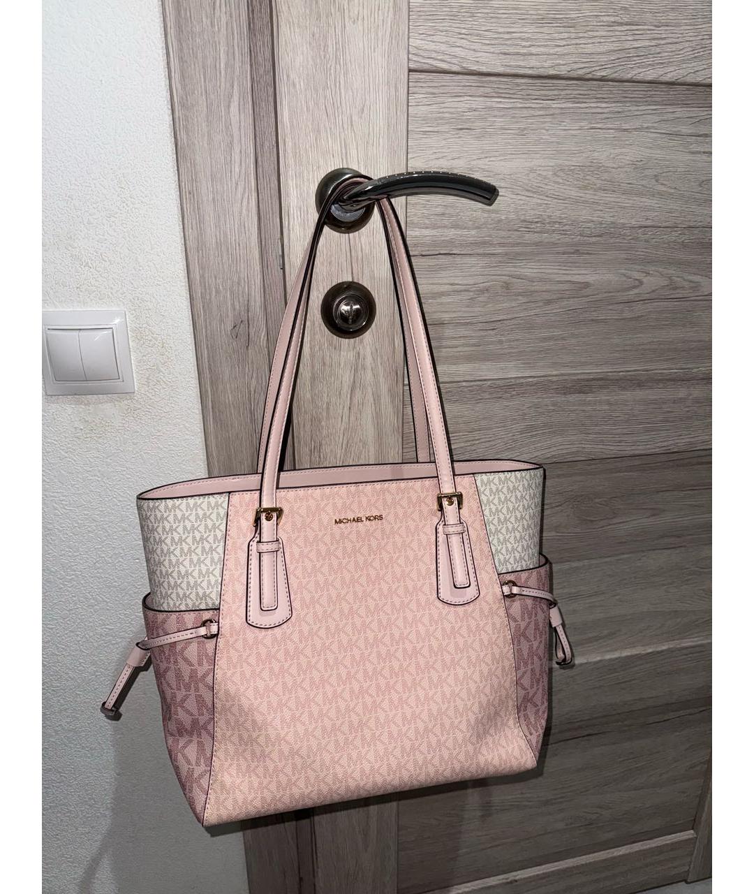 MICHAEL KORS Розовая сумка тоут из канвы, фото 2