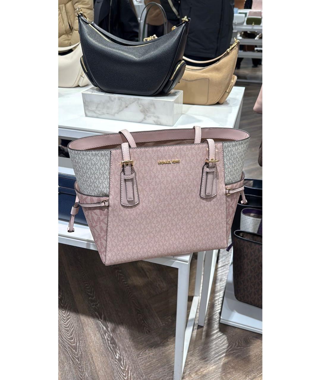 MICHAEL KORS Розовая сумка тоут из канвы, фото 8