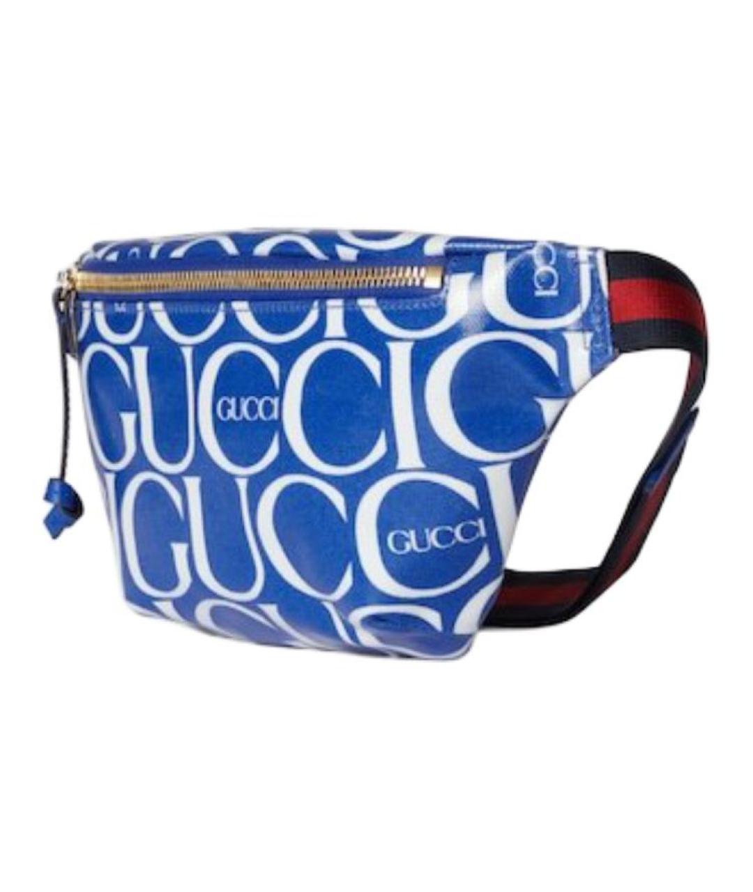 GUCCI Синяя поясная сумка из канвы, фото 2