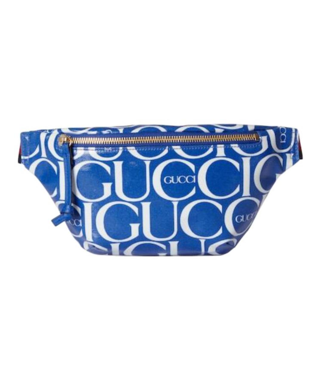 GUCCI Синяя поясная сумка из канвы, фото 6